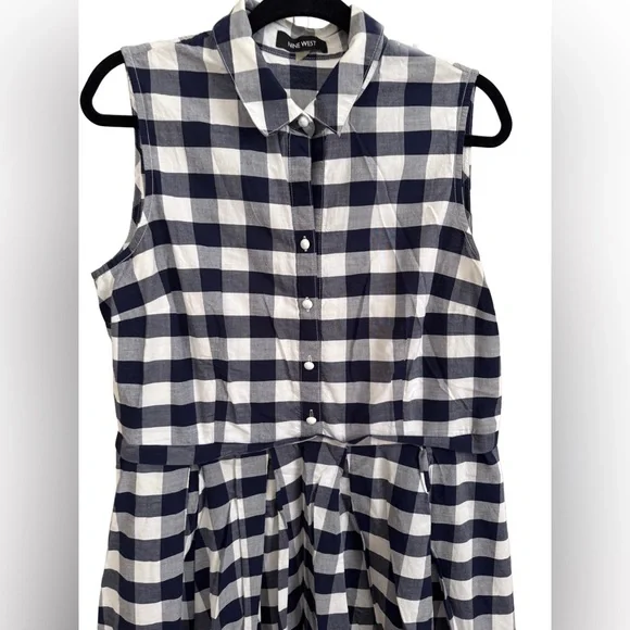 Nine West Sleeveless Gingham Shirt Dress – Size 16 - Picture 5 of 9